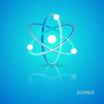 Abstract blue vector atom icon science symbol Stock-Illustration