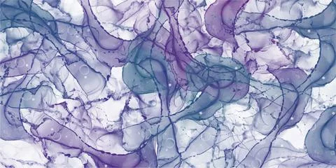 Abstract blue violet marble fluid painted background. Alcohol ink or watercolor Stock Illustration