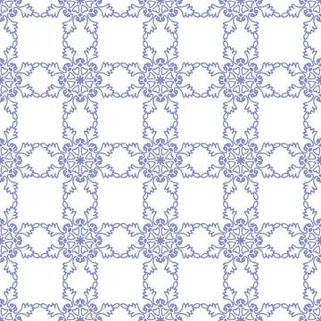 Abstract blue violet snowflake seamless pattern with mandala ornament Stock Illustration