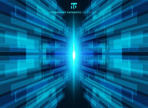 Abstract blue virtual technology concept futuristic digital perspective backg 스톡 일러스트