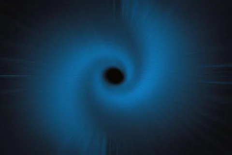 Abstract blue vortex is swirling in flat design digital space with radial light Stock-Fotos