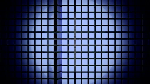 Abstract blue wall of same size squares with a vertical moving wave. Design Stockbeeldmateriaal 181610983