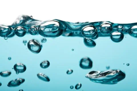 Abstract blue water bubbles background Stock Photos