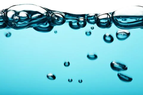 Abstract blue water bubbles background Stock Photos