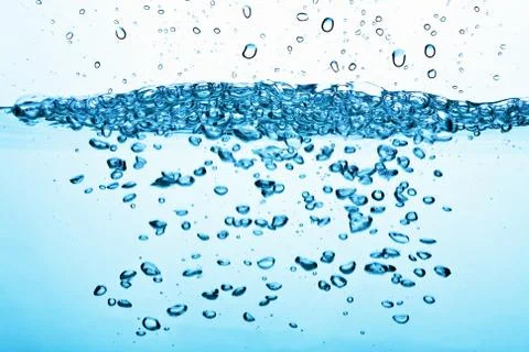 Abstract blue water bubbles background Stock Photos