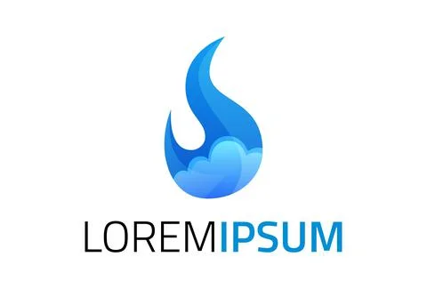 Abstract Blue Water Drop Flame Sky Logo Design	 Stock Illustration