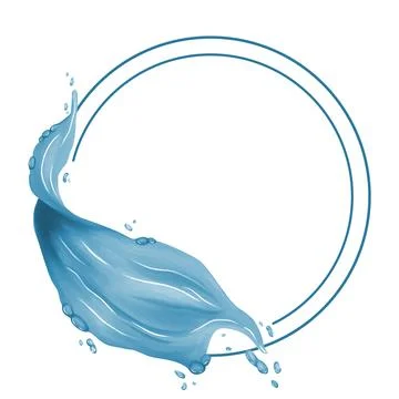 Abstract blue water splash with circular elements, dynamic fluid motion con.. Stock Illustration