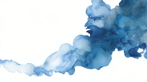 Abstract blue watercolor ink cloud drifting across white background, abstra.. 库存影片 342043085