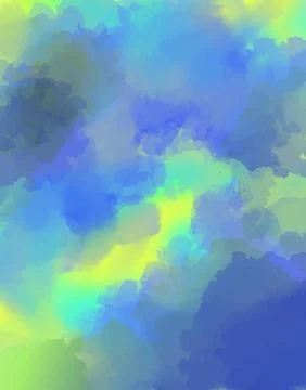 Abstract Blue Watercolor Splatter Vector Background on Lime Green and Yello.. Illustrazione stock