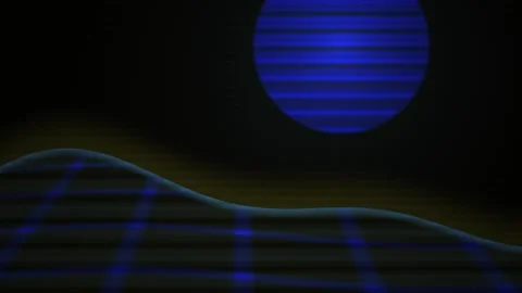 Abstract blue wave and grid pattern on black background. Stock Footage 336225527