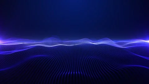 Abstract blue wave animation, digital particle wave, cyber technology backg.. Stock Footage 318554566