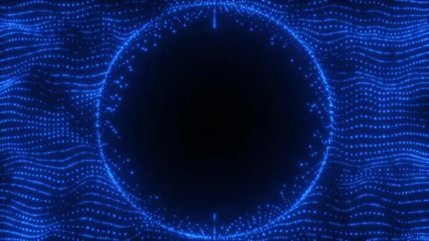 Abstract blue wave animation, digital particle wave video animated background Stock Footage 345778115
