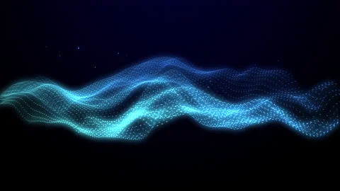 Abstract blue wave animation. flowing particles, dark Glowing gradient surface Stock Footage 154911070