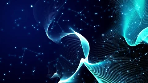 Abstract Blue Wave Background with Geometric Plexus Network - Seamless Loop 動画素材 309999496