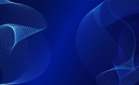 Abstract blue wave background with halftone dots effect Stock Illustration