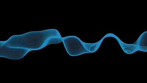 Abstract Blue Wave on Black Background - Modern Technology Design. イラスト素材
