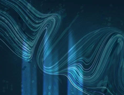 Abstract Blue Wave Flow Background With Fluid Light Lines and Futuristic Di.. Stock Illustration