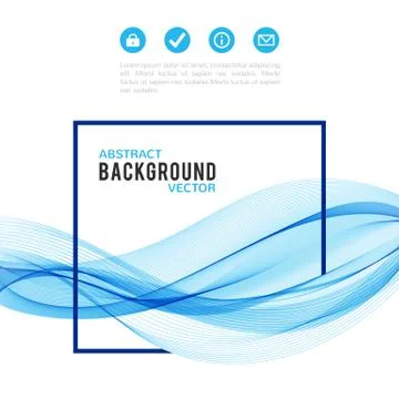 Abstract blue wave with frame isolated on white background Stock Illustration