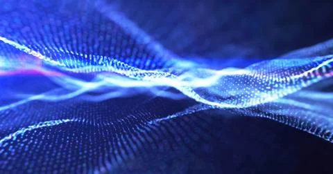 Abstract blue  wave light pattern resembling a digital or organic flow, wit.. Illustrazione stock