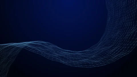 Abstract Blue Wave Line And Dots Connect, Digital Technology Video Background Stock Footage 336832109