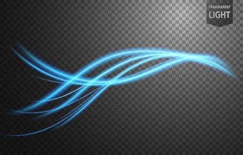 Abstract Blue Wave Line of Light with A Transparent Background, Isolated an.. Stock Illustration