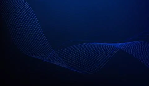 Abstract blue wave lines background design with dynamic curved shapes and dark Stock Illustration