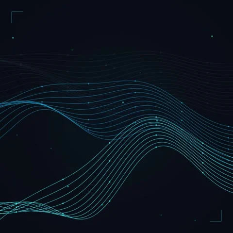 Abstract Blue Wave Lines Flowing Data Stream on Dark Background Stock Footage 346283397