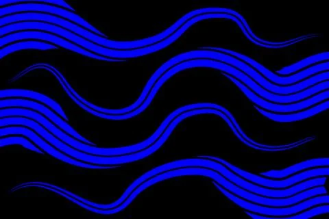 Abstract Blue Wave Lines Flowing on Deep Black Background JPG-EPS Stock-Illustration