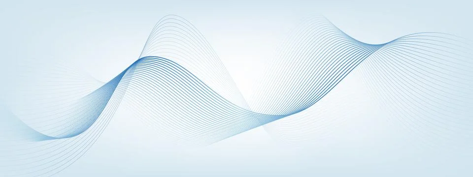 Abstract Blue Wave Lines on Gradient Background Stock Illustration