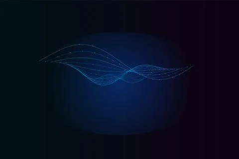 Abstract blue wave mesh with connection points for technological network pr.. Ilustración de archivo