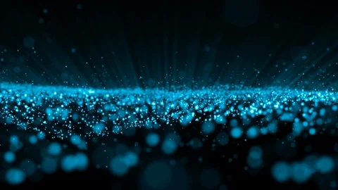 Abstract blue wave particle over dark background, digital technology concept Stock Footage 124073546