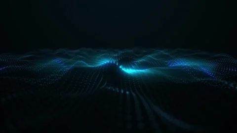 Abstract blue wave particle over dark background, digital technology. Stock Footage 308148857