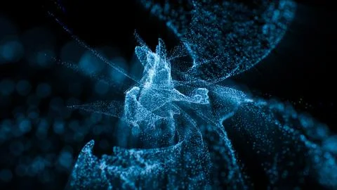 Abstract blue wave particles, 3d rendering. Stock Illustration