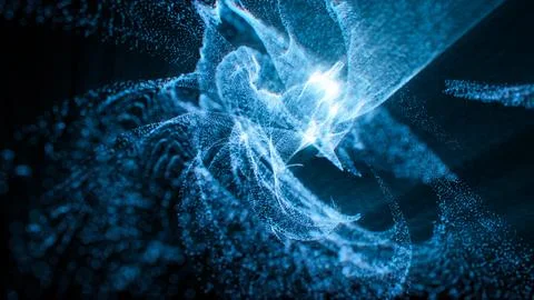 Abstract blue wave particles, 3d rendering. 스톡 일러스트