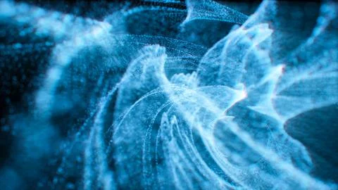 Abstract blue wave particles, 3d rendering. Illustrazione stock