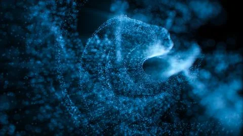 Abstract blue wave particles, 3d rendering. Stock Illustration