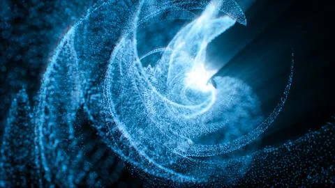 Abstract blue wave particles, 3d rendering. Stock Illustration