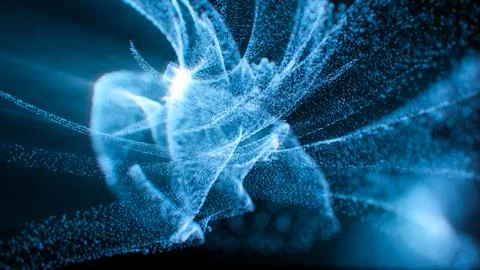 Abstract blue wave particles, 3d rendering. Illustrazione stock