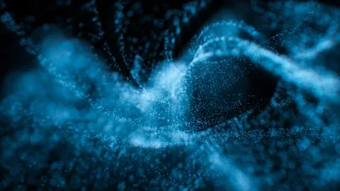 Abstract blue wave particles, 3d rendering. 스톡 일러스트