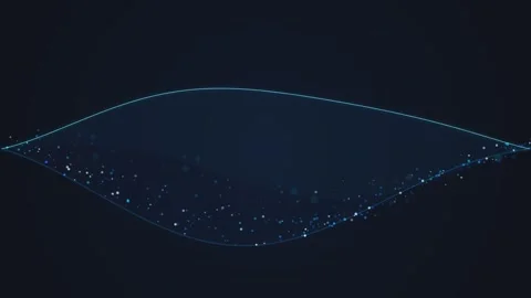 Abstract blue wave with particles flowing dynamically on dark background mo.. Stock Footage 340807865