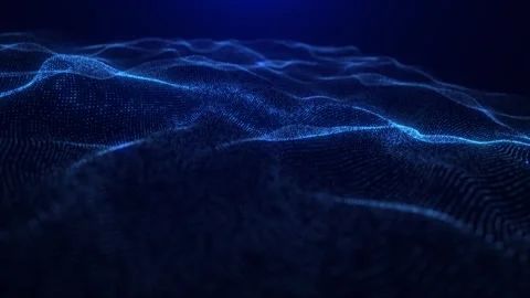Abstract blue wave of particles with a glow effect. Digital background Stock Footage 308100308