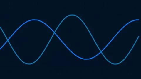 Abstract blue wave pattern on dark background, seamless flowing curve lines Stock Footage 341059975