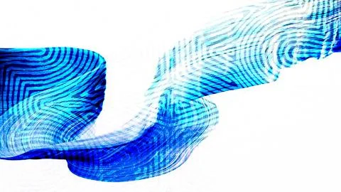 Abstract blue wave pattern with flowing striped design and dynamic ribbon motion Stock Illustration