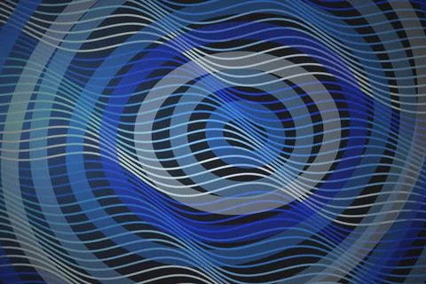 Abstract blue wave pattern with flowing lines and circles Stock Illustration