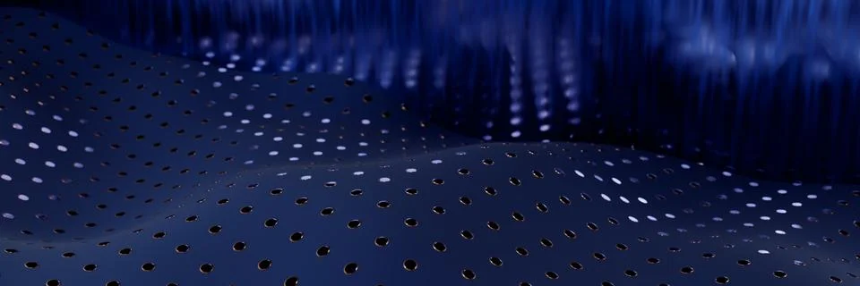 Abstract blue wave pattern with glowing dots Illustrazione stock