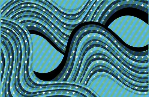 Abstract Blue Wave Pattern With Striped Flow and Dotted Accents, Dynamic Gr.. Stock Illustration
