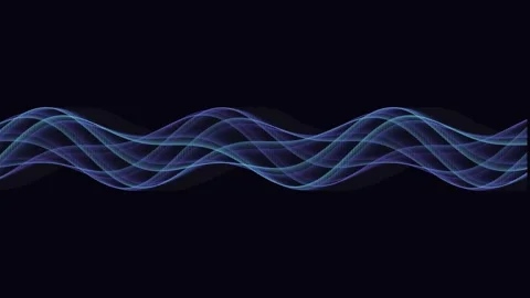 Abstract blue wave patterns move across black background in seamless motion.. Stock Footage 341770768