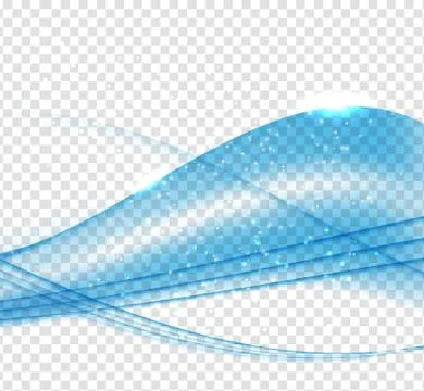 Abstract Blue Wave Set on Transparent Background. Vector Illustr Illustrazione stock