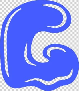 Abstract blue wave shape is floating on transparent background, in flat design Stock Illustration