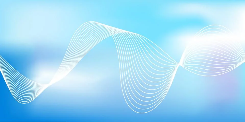 Abstract Blue Wave Vector Background with Smooth Dynamic White Blend Lines .. Stock Illustration